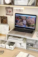 デスクトップ用昇降スタンド収納ボックス【引き出し式・ノートPC・オフィス用・整理用】