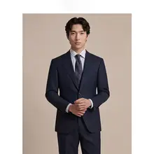 ビジネススーツ【抗シワ・易お手入れ・ダークブルー・男性用】（セットアップ対応）
