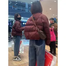 短いダウンコットンジャケット【レディース・冬用・厚手・ポンポンデザイン】