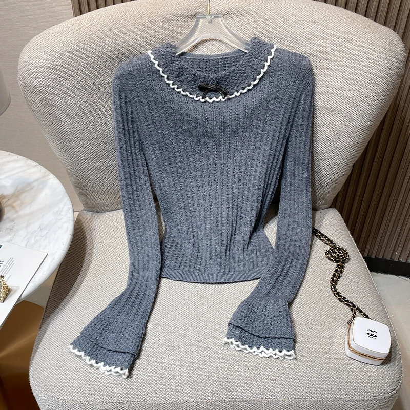 大人可愛い服 50代コーデ | パールグレーニットトップスで実現する心のケアスタイル