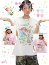 夏用のゆったりプリントTシャツ【コットン100%・丸首・短袖・カップル向け】