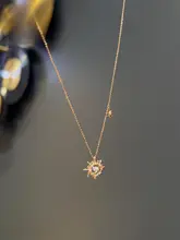 S925純銀製 超輝くスターサンフラワー ジルコニアネックレス【デリケート・クラス感・ロングネック】