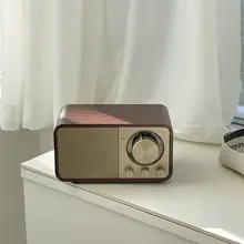 Bluetoothスピーカー 木製 アンテナ付き ラジオ 重低音 ポータブル レトロ おしゃれ 撮影小物