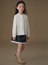 ホワイトシャツ インナー キッズ ガールズ 長袖 丸襟 綿100% 肌に優しい 春秋