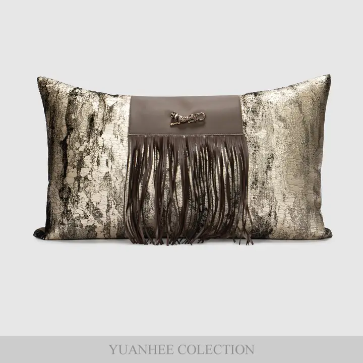 軽やかなデザイン！流し毛付きクッションカバー【リビングソファ用・高級感】