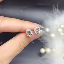 S925製銀製イヤリング【空トレー・オーバル型・レッド＆ブルーサファイア・翡翠装飾】