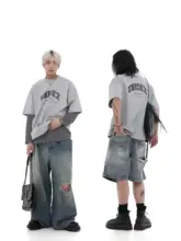 クラックプリント半袖Tシャツ【メンズ・フィット・カジュアルデザイン】