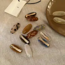 レトロなオーバルヘアクリップ【側面用・アート学生向け・前髪用・ダックビルクリップ】