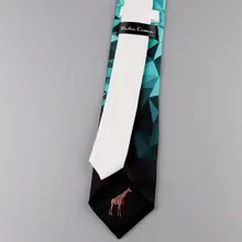 オリジナルデザインの青緑幾何学模様ネクタイ【ユニセックス・アートスタイル・カジュアル・ヴィンテージ】