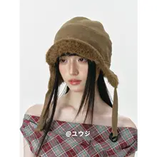 レトロなフリース耳あて付き帽子【秋冬用・防寒・トレンド】