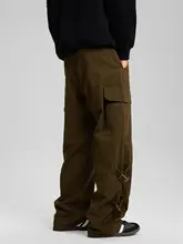 アメリカンレトロ工装パンツ【秋冬用・ゆったりストレート・結束バンド付き・カジュアル】