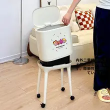 スタイリッシュなキッチン用高脚ゴミ箱【蓋付き・防臭設計・ハンズフリー】