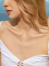 人造珍珠山茶花ネックレス【二重重ね付け・デコルテ用・春夏ギフト】