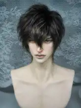 黒茶灰色のウィッグ【BJD用・ファッションアート・極上の柔らかさ】