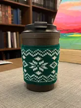保温カバー付きニットコーヒーカップカバー【麻花編みデザイン・毛糸製】