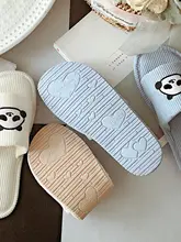 シンプルなレトロ風刺繍付きカップル用ルームシューズ【春秋・防滑・ソフトソール】