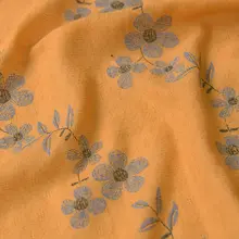 秋用 ゼンスタイル長袖ローブ用生地【暗土色・藍色プリント・ポリエステルコットン】【衣料用・漢服用】