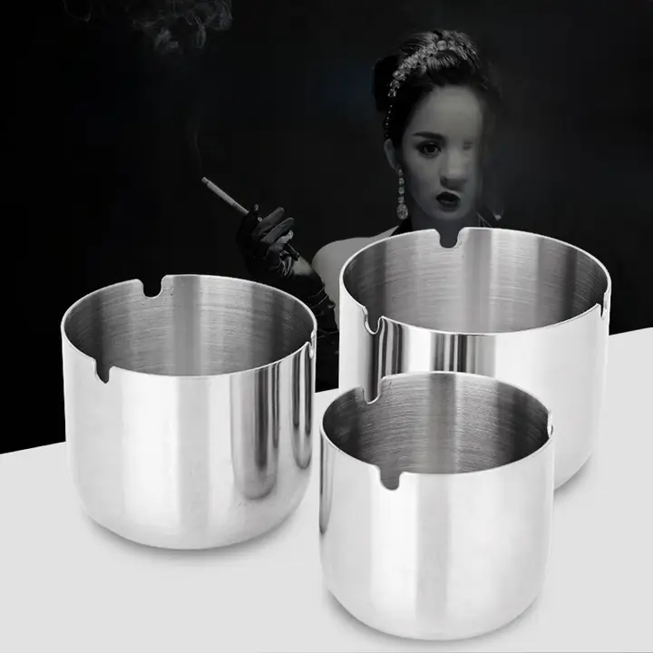 頑丈なステンレス製灰皿【風防設計・大容量・飲食店向け】