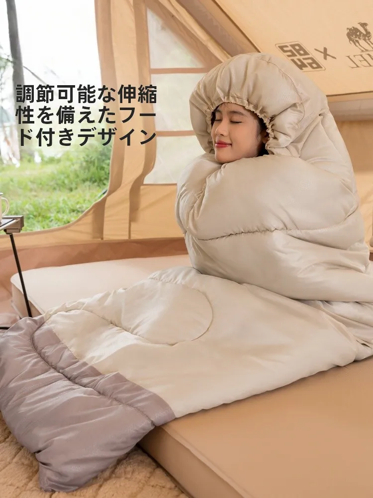 雪中キャンプ用の防寒スリーピングバッグ Camel 厚手モデルの実用性と性能解析