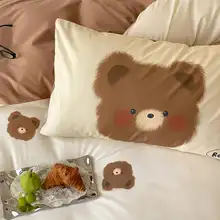 秋冬用 100sピーチスキン加工のコットンピローカバー【カートゥーンデザイン・48×74cm】