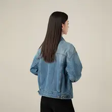 ビーズ装飾デニムジャケット【秋用・快適・スリムフィット】
