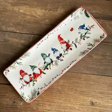 クリスマスシリーズ 陶器製サンタクロースデザイン長方形プレート【アメリカンカントリー風・ディスプレイ用】