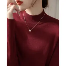 ハイネック長袖ニットトップス【厚手・春用・レディース】