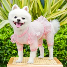春夏用ペット用犬服【通気性・日焼け防止・レース付き・ドッグドレス】（セットアップ対応）