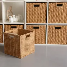折りたたみ式の収納バスケット【衣類・おもちゃ・スナック用・ラタン製・家庭用】