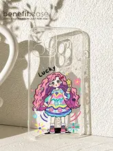 個性派ドゥードルヘアガール スマートフォンケース【iPhone対応・透明シリコン・耐衝撃】