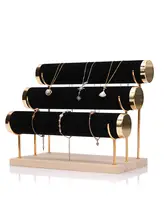 シンプルなジュエリーブレスレットスタンド【ゴールド・三段・ディスプレイ用】（セットアップ対応）