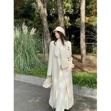 林妍儿 ホワイトメリノウールリバーシブルコート【女性用・冬季・ラフフィット・中長丈】
