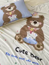 カートゥーン風 夏用ひんやり感覚の薄手冷感ケット【可愛いクマプリント・水洗い可能・柔らかい・通気性】