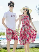 ビーチリゾートスタイルのカップルコーデ【ボヘミアンデザイン・夏用・大きいサイズ】（セットアップ対応）