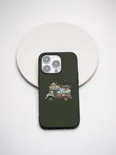 自然を感じるデザインの本革スマホケース【アウトドア・キャンプ風・耐衝撃・イラスト入り】