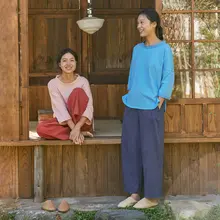 コットン無地のルームウェア【夏用・ゆったりシルエット・中袖・外出可能】（セットアップ対応）
