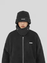 バケットハット 黒色 厚手 ラムウール