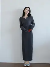優雅なグレーのニットトップスとスカート【フィット感・スタイルアップ効果・柔らかい素材】（セットアップ対応）