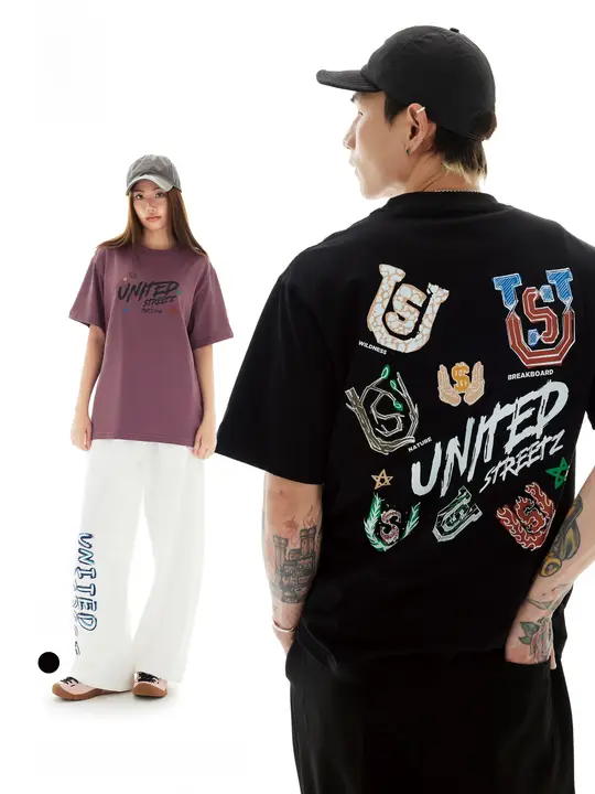 アメリカンスタイルのストリートダンスプリント半袖Tシャツ Tシャツ メンズ