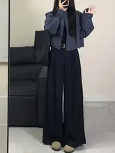 ウエストゴム セミワイドパンツ【ブラック・フィット・高級感】