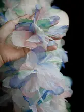 立体大花朵の子供用ヘアアクセサリー【青緑・手作り・装飾用】