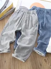 薄手コットンガーゼの男児用休闲パンツ【通気性・防蚊機能付き・九分丈】