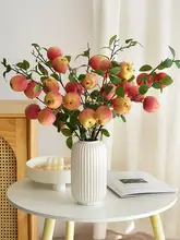 フェイクフラワー りんご 装飾品 リビング設置 グリーンの枝 生け花 精緻な工芸