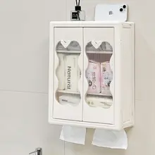 壁掛け式トイレットペーパーホルダー【穴あけ不要・防水・収納ボックスタイプ】