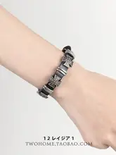 牛皮製 十字架デザインのブレスレット【ヴィンテージパンクスタイル・メタルアクセサリー】