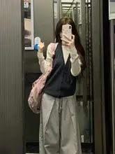 吊りストラップトップスとワイドパンツ【高級感あるデザイン・秋のカジュアルコーデ】（セットアップ対応）