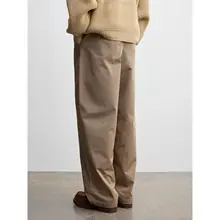 コットンシルキー生地のゆったりストレートパンツ【通勤・カジュアル対応】