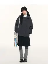 リボンデザインの丸襟ショートコート【ウール混・カジュアルスタイル・女性用】