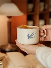 手作りコーヒーカップ【景徳鎮陶器・マグカップ・レトロ青花デザイン】（セットアップ対応）