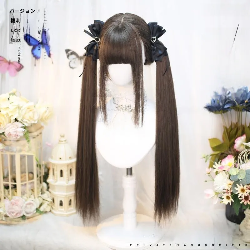 ロリータスタイルのフルウィッグ：ツインテールとリアル質感でくせ毛毛量多い女性に最適なヘア型